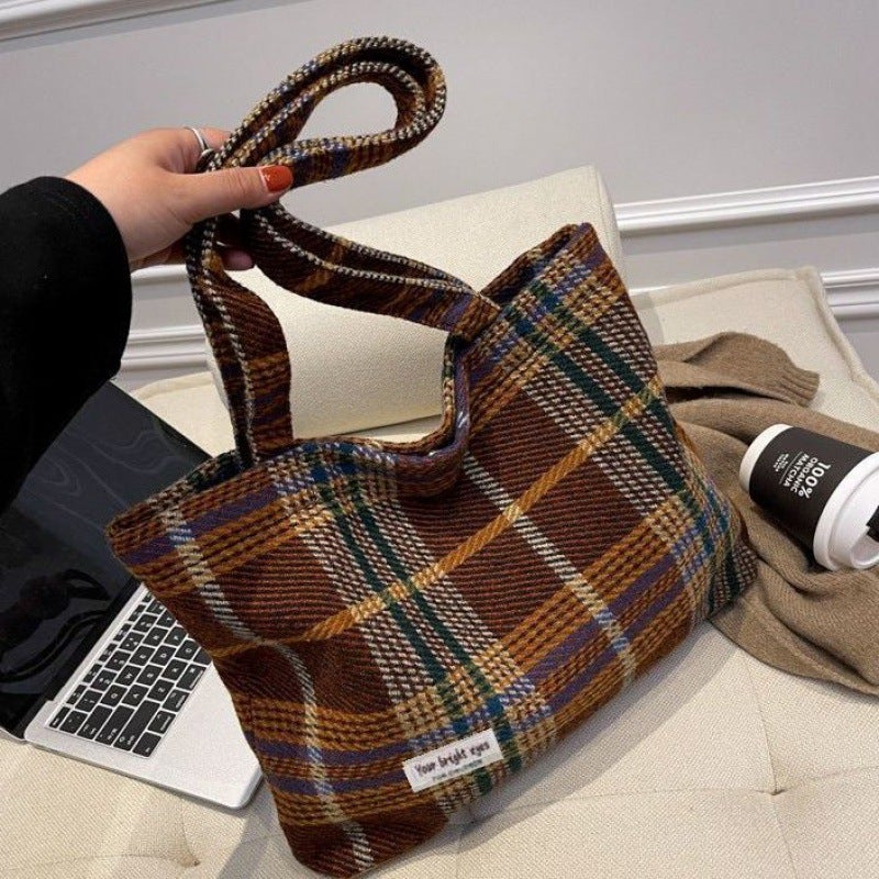 Popular Large Capacity Woolen Bag Women'S Casual All-Match Commuter Shoulder Canvas Bag Women'S Handbag - Image 4