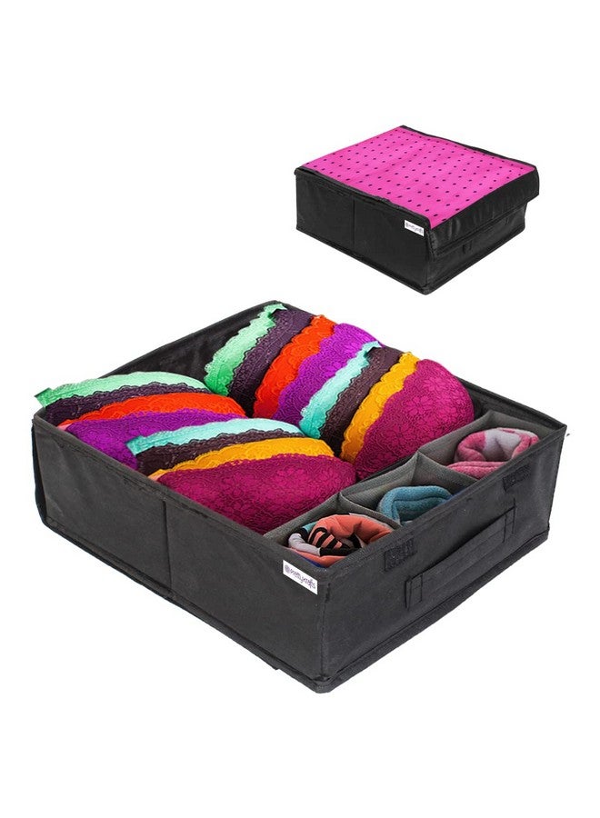 بريتي كرافتس منظم الملابس الداخلية القماشي من PrettyKrafts | منظم حمالات الصدر | صندوق تخزين الملابس الداخلية - وردي، ملابس - Image 1