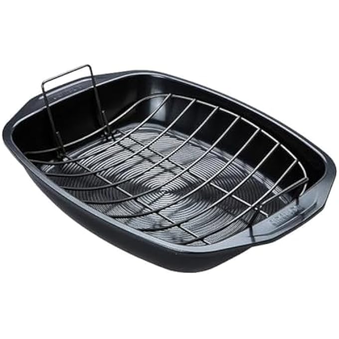 سركيولن صينية تحميص غير لاصقة فائقة التحمل مع رف سهل التقديم باللون الأسود 395 × 305 × 65 سم - Image 1