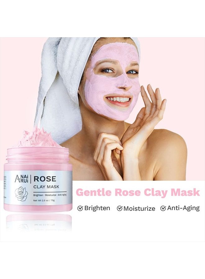 ANAI RUI Turmeric Vitamin C Clay Mask -Rose Facial Mask –Avocado Green Tea Mud SPA Mask Set 2.5 oz each - Image 4