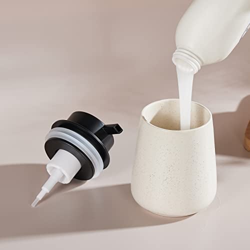 Eyrozia 12Oz Foaming Soap Dispenser - Ceramic Foam Hand Soap Dispenser with Easy-to-Press Black Pump, Reusable and Refillable Lotion Dish Soap Dispensers for Bathroom & Kitchen, Speckled Matte Beige - Image 5