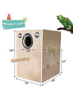 Kathson kathson Parakeet Nesting Box Wooden Bird Breeding Nest Parrots Mating House Wood Bird Aviary Budgie Cage Accessories for Cockatiel Finch Lovebirds Conure  - Image 2