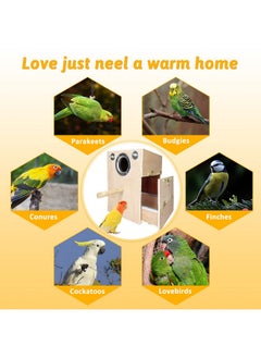 Kathson kathson Parakeet Nesting Box Wooden Bird Breeding Nest Parrots Mating House Wood Bird Aviary Budgie Cage Accessories for Cockatiel Finch Lovebirds Conure  - Image 5