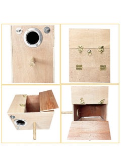 Kathson kathson Parakeet Nesting Box Wooden Bird Breeding Nest Parrots Mating House Wood Bird Aviary Budgie Cage Accessories for Cockatiel Finch Lovebirds Conure  - Image 4