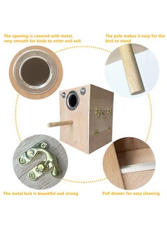 Kathson kathson Parakeet Nesting Box Wooden Bird Breeding Nest Parrots Mating House Wood Bird Aviary Budgie Cage Accessories for Cockatiel Finch Lovebirds Conure  - Image 3