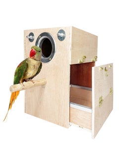 Kathson kathson Parakeet Nesting Box Wooden Bird Breeding Nest Parrots Mating House Wood Bird Aviary Budgie Cage Accessories for Cockatiel Finch Lovebirds Conure  - Image 1