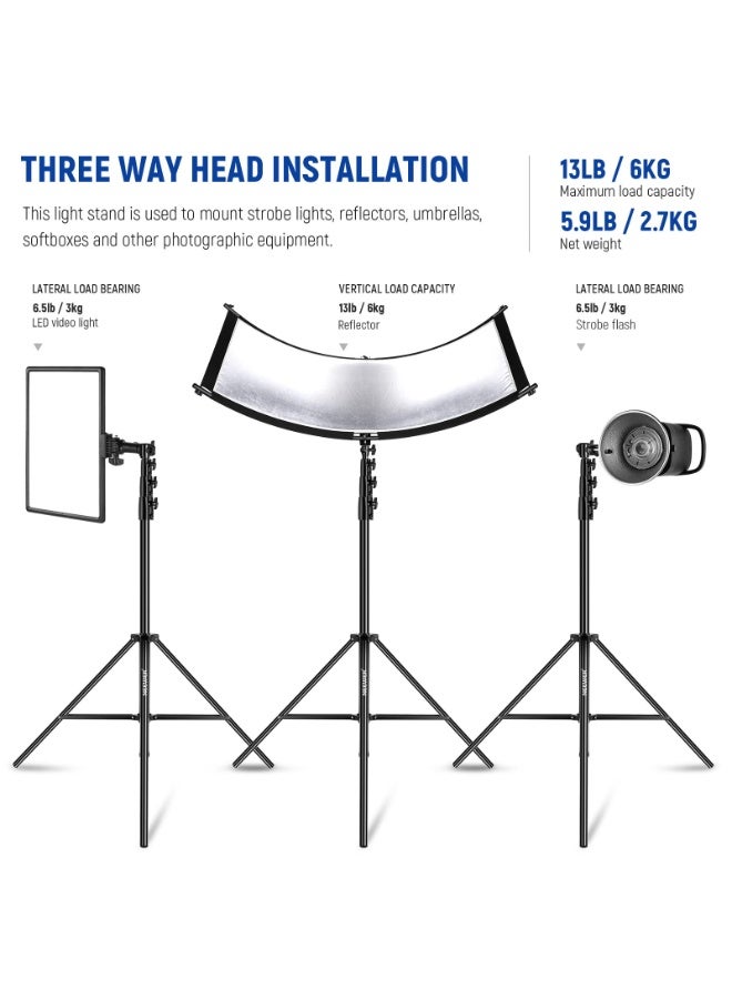 NEEWER 13ft/4m Air Cushioned Light Stand, Heavy Duty All Metal Photography Tripod Stand with 1/4?to 3/8?Reversible Spigot, 3 Way Mounting Interface & Metal Locking Knobs, Max Load 6.5lb/3kg - Image 4