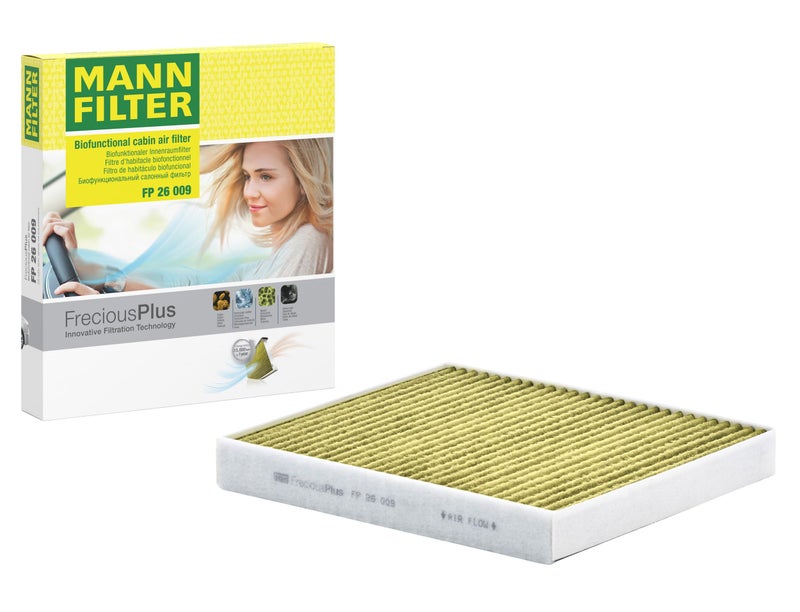 فلتر هواء المقصورة MANN-FILTER FP 26 009 - فلتر حبوب اللقاح البيوفونكشنال FreciousPlus - للسيارات + وسائل النقل