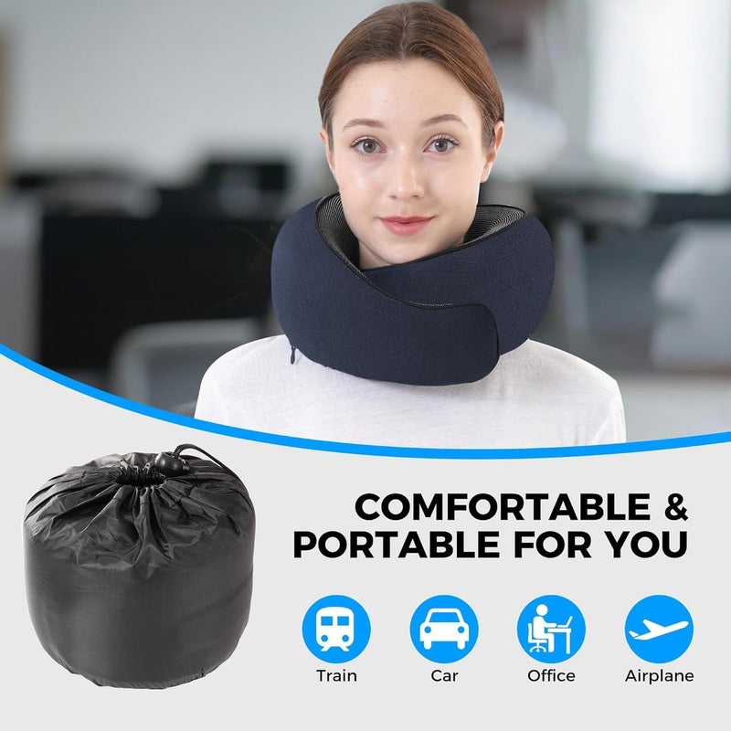 Travel Pillow for Airplane with Eye Mask, Ear Plugs, and Carry Bag - Adjustable Memory Foam Neck Pillow (Blue) - Image 5