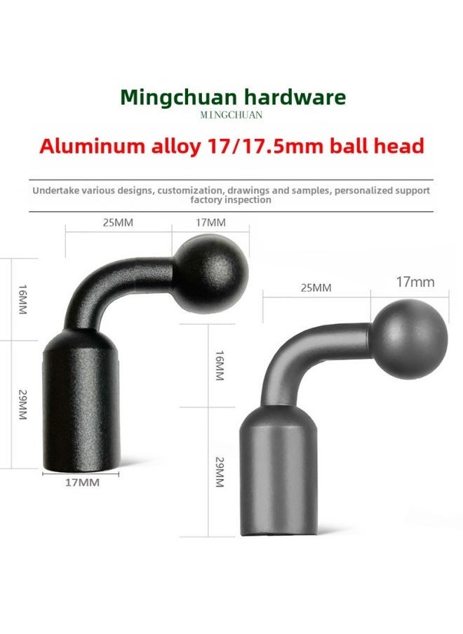 Aluminum Alloy 17/17.5mm Ball Head Bending Bracket Mobile Phone Flat Clip Live Car Sports Camera 1/4 Screw-Color:17mm Ball Head-1/4 Screw Disc - Image 2