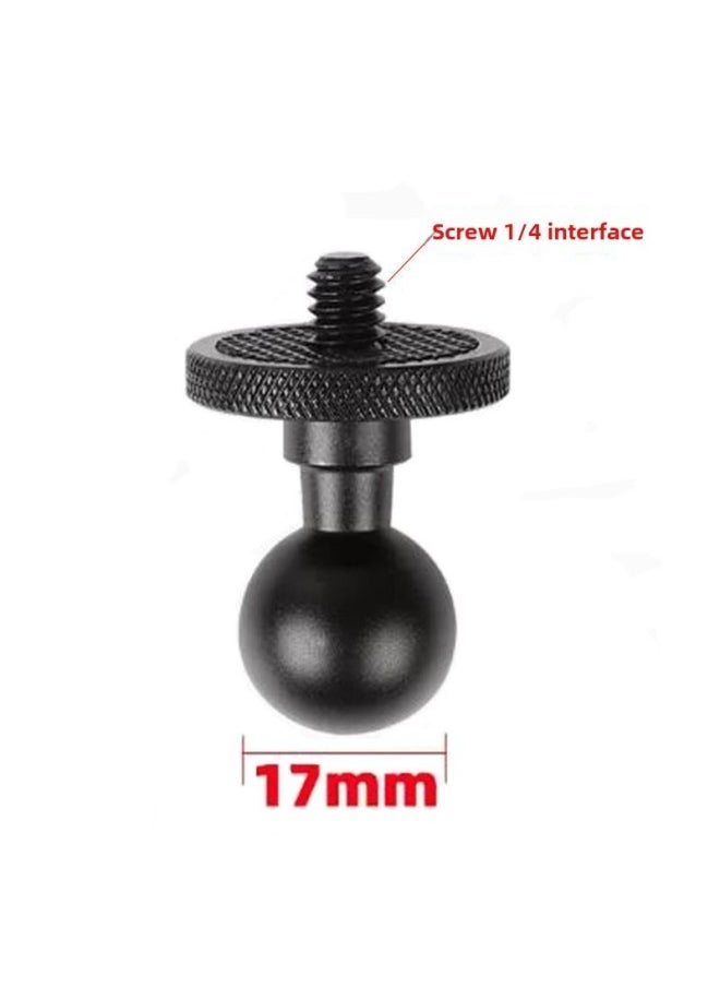 Aluminum Alloy 17/17.5mm Ball Head Bending Bracket Mobile Phone Flat Clip Live Car Sports Camera 1/4 Screw-Color:17mm Ball Head-1/4 Screw Disc - Image 1