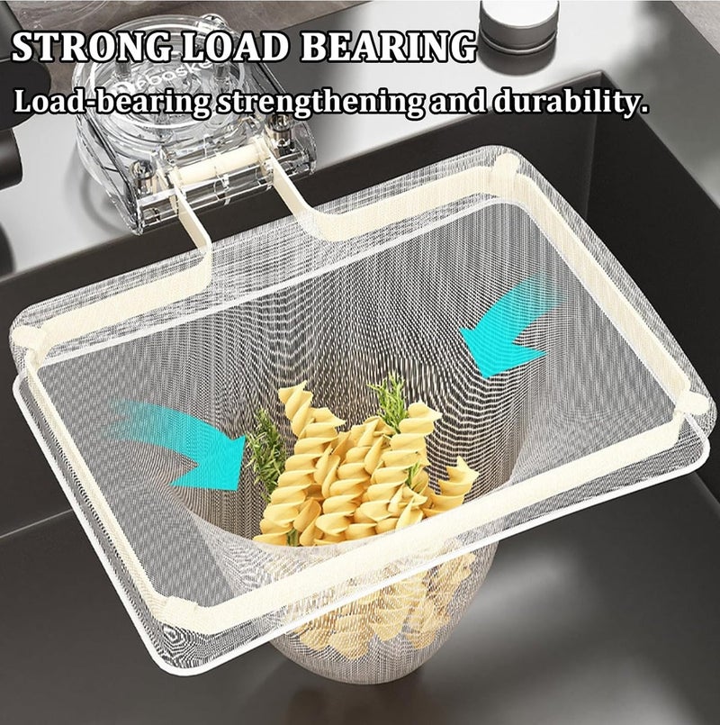 Sthxyfaith Suction Cup Sink Filter Holder with 50 Disposable Drain Nets, Foldable Kitchen Sink Drain Basket for Food Drainage, Anti Clogging Sink Filter - Image 4