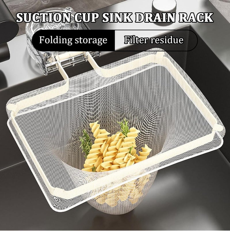 Sthxyfaith Suction Cup Sink Filter Holder with 50 Disposable Drain Nets, Foldable Kitchen Sink Drain Basket for Food Drainage, Anti Clogging Sink Filter - Image 3