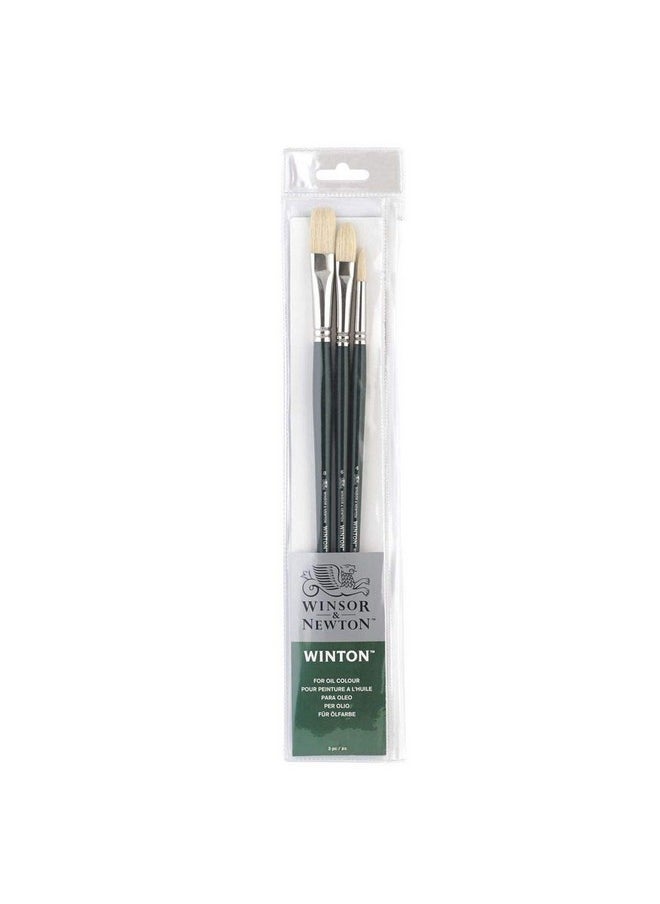 WINSOR & NEWTON Winton Hog Bristle Brush - Assorted Set- Long Handle - Pack Of 3  - Image 1