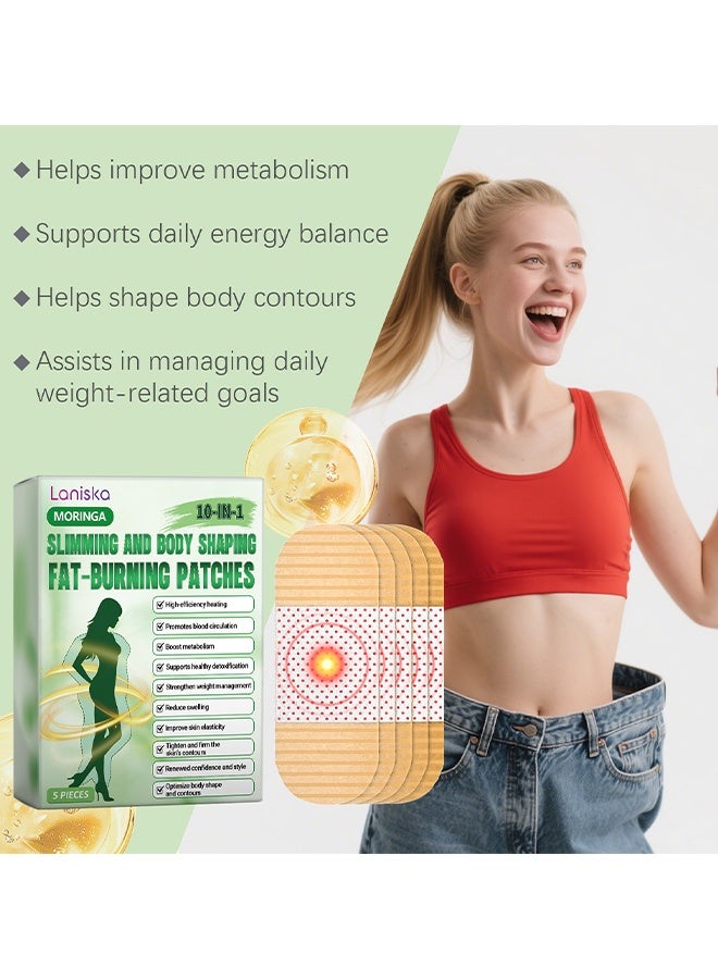 LANISKA 5 Patches Moringa Slimming And Body Shaping Fat Burning Patches, 10-In-1 Weight Loss Patches, Slimming Patch Belly Patch, Advanced Moringa Patches, Help Detoxify Tone and Tighten Skin, Thin Patch Navel Stick Burning Fat Weight Loss For Body Beauty - Image 2
