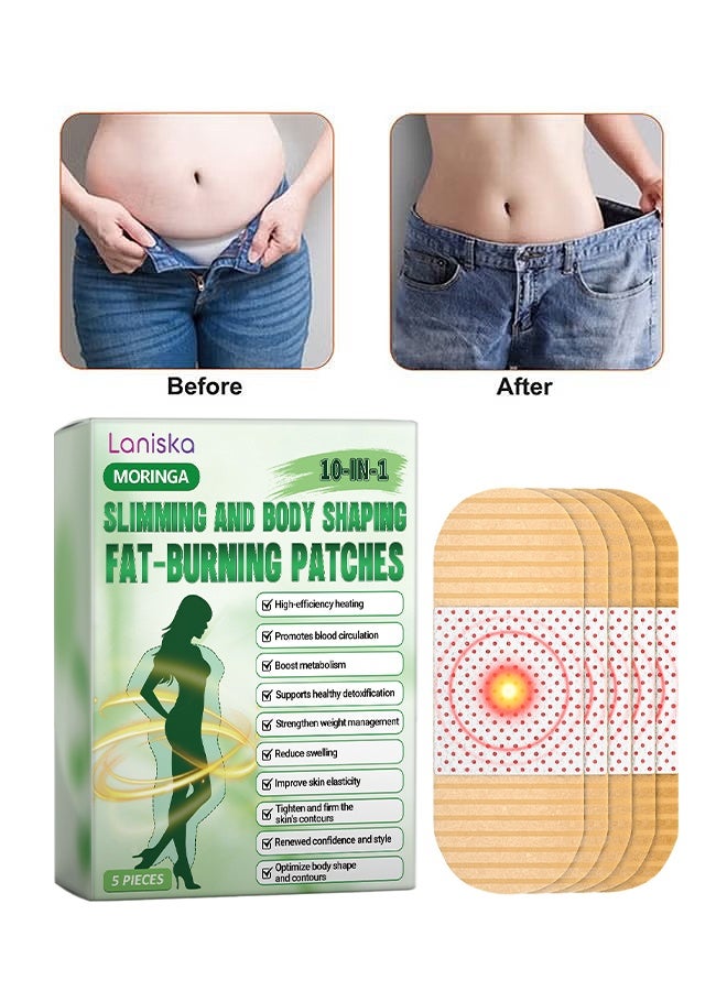 LANISKA 5 Patches Moringa Slimming And Body Shaping Fat Burning Patches, 10-In-1 Weight Loss Patches, Slimming Patch Belly Patch, Advanced Moringa Patches, Help Detoxify Tone and Tighten Skin, Thin Patch Navel Stick Burning Fat Weight Loss For Body Beauty - Image 1
