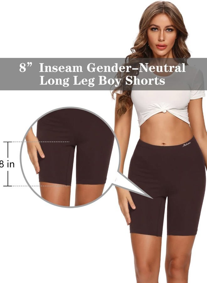 Molasus Womens Cotton Boxer Shorts Underwear Anti Chafing Bike Shorts(Regular & Plus Size), Charcoal/Purple/Brown/Mud Yellow, L - Image 2