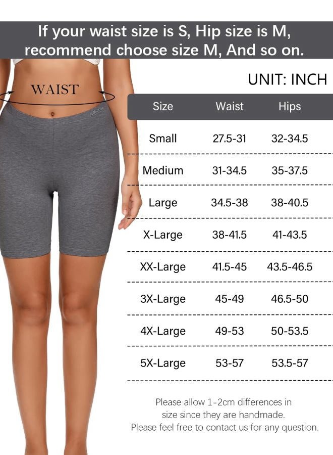Molasus Womens Cotton Boxer Shorts Underwear Anti Chafing Bike Shorts(Regular & Plus Size), Charcoal/Purple/Brown/Mud Yellow, L - Image 4