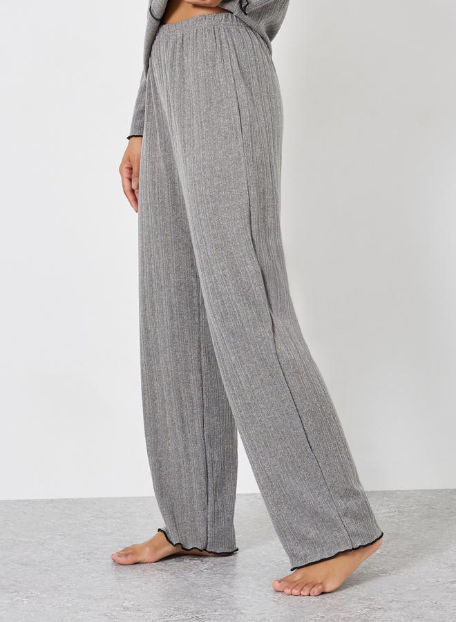 Styli Lettuce Edge Ribbed T-Shirt and Pyjama Set - Image 5