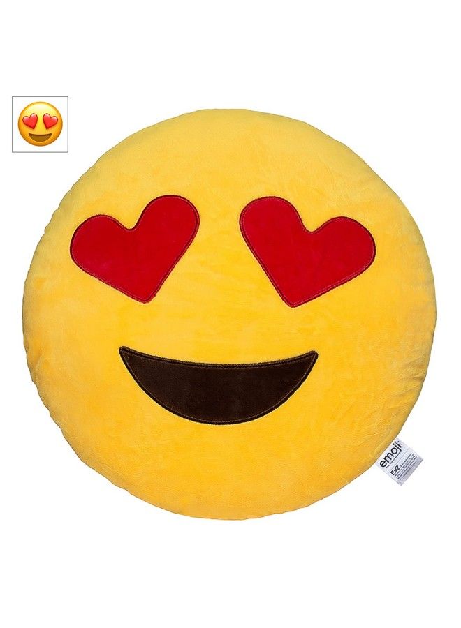 EvZ Emoji Heart Eyes Face Emoticon Cushion Stuffed Plush Soft Pillow Official Certified 32Cm Yellow - Image 1
