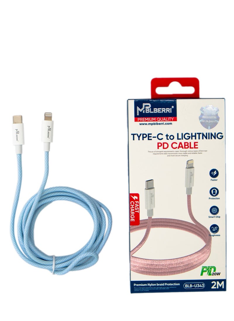 mpBLBERRI Type-C To Lightning PD Cable 2M | mpBLBERRI BLB-U343  - Image 3