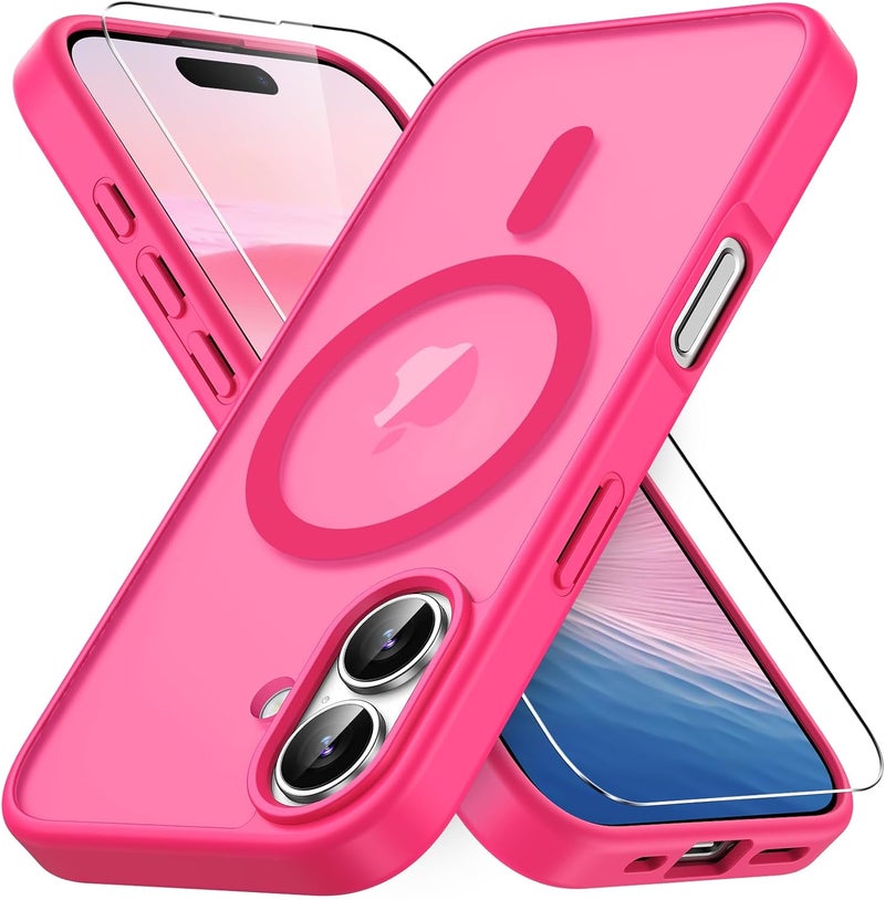 Vansdon Magnetic for iPhone 16 Case with 1 Protective Glass, Compatible with Magsafe, Military Standard Drop Protection, Translucent Matte Back, Shockproof Mobile Phone Case for iPhone 16 Case, Bright - Image 1