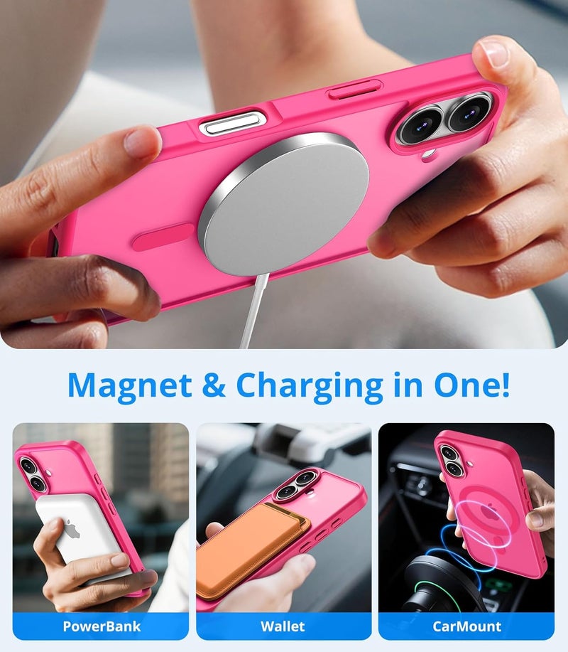 Vansdon Magnetic for iPhone 16 Case with 1 Protective Glass, Compatible with Magsafe, Military Standard Drop Protection, Translucent Matte Back, Shockproof Mobile Phone Case for iPhone 16 Case, Bright - Image 3