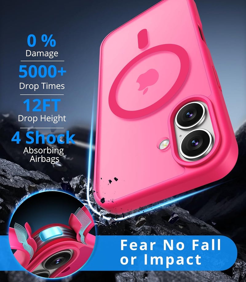 Vansdon Magnetic for iPhone 16 Case with 1 Protective Glass, Compatible with Magsafe, Military Standard Drop Protection, Translucent Matte Back, Shockproof Mobile Phone Case for iPhone 16 Case, Bright - Image 2