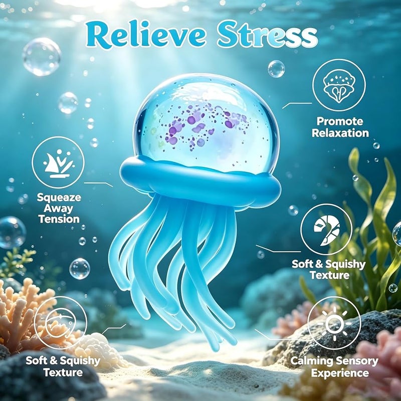 Jellyfish Squeeze Toys, Malt Sugar Balls , Sensory Toy with a Super Solid Squish for Adult, Squishy Ultra Squishy and Moldable Slow Rise (Purple) - Image 5