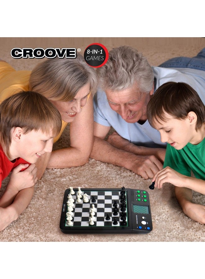 Croove Electronic Magnetic Chess and Checkers Set 10", 8-in-1 Board Games, Digital Staunton Chess Board Game Sets for Adults & Kids, Teenager Toys, Gifts for Boys and Girls Ages 7 8 9 10 11 12+ Years Old - Image 5