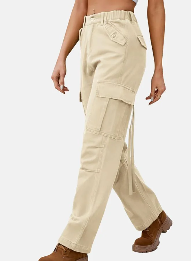 يونيكي Beige Denim Cargo Pants