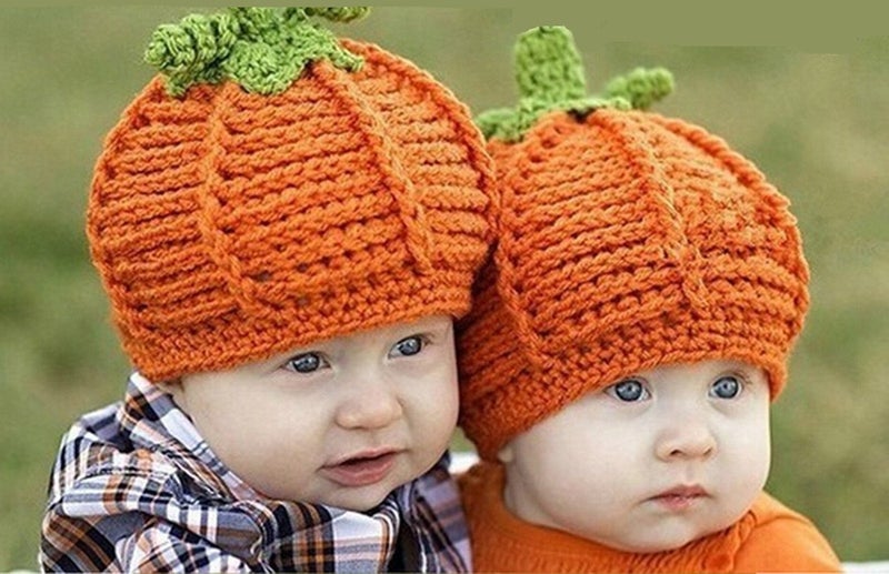 Kafeimali Newborn Unisex Baby Boys Girls Beanie Wool Pumpkin Knit Crochet Hats for Halloween Caps Yellow - Image 2