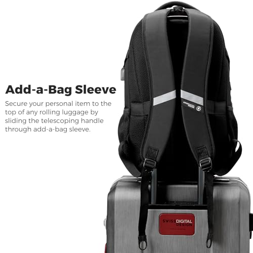 Swissdigital Design Laptop Backpack, Travel Backpack with USB Charging Port Fits 15.6 inches Computer, 31L College School Bookbag for Men,Olive/Black | SD803-26 - Image 4