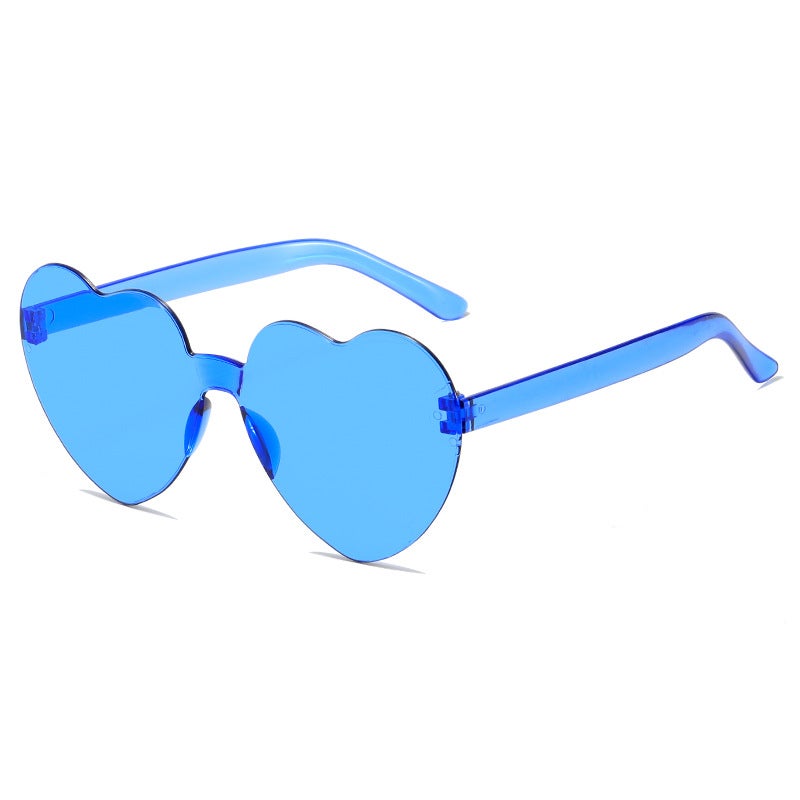 Generic Chic Heart-Shaped Jelly Sunglasses for Women Blue 