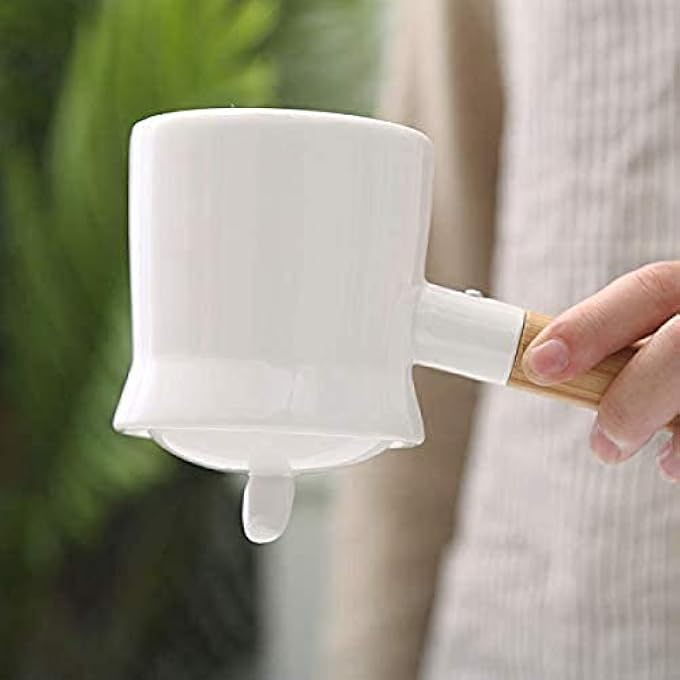 ريحني وعاء حليب صغير غير لاصق من السيراميك مع مقبض خشبي وصنبور سعة 300 مل - Image 3