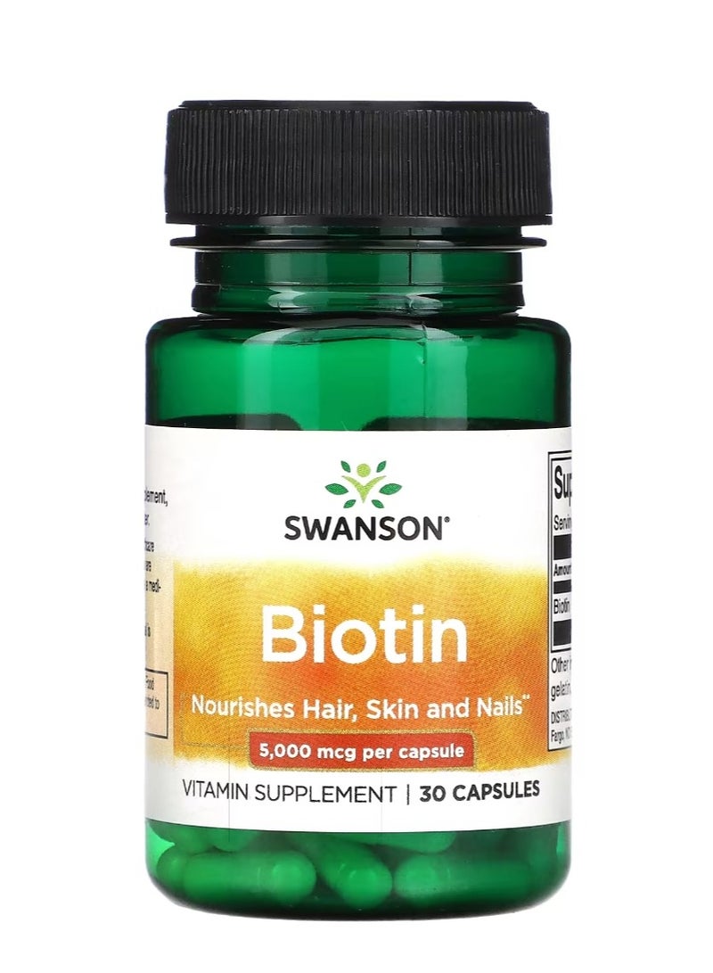 سوانسون بيوتين 5000 ميكروجرام 30 كبسولة - Image 1