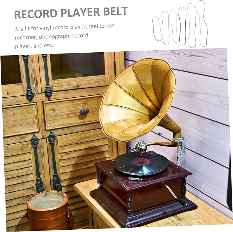 6 قطع حزام سير مطاطي أسود بديل لطاولة الدوران متوافق مع الفونوغرافات ومشغل التسجيلات - Image 4