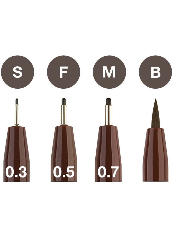 FABER-CASTELL Pitt Artist Pen India ink pen, wallet of 4, dark sepia, Content: S = 0.3 mm, F = 0.5 mm, M = 0.7 mm, B = brush tip - Image 3