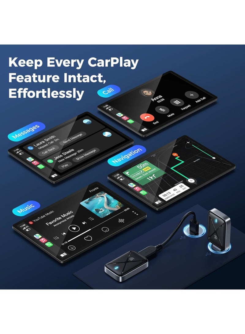 SYOSI Wireless CarPlay Adapter for iPhone, Mini Portable Converter from Wired to Wireless with USB and Type C Extension Cable, Stable Low Latency Connection for Apple CarPlay in Cars and Trucks, Black - Image 5