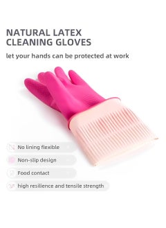 komax Kitchen Wash Dishes Cleaning Waterproof Long Sleeves Skincare Gloves Pair of 2 Pink Medium Size  - Image 3