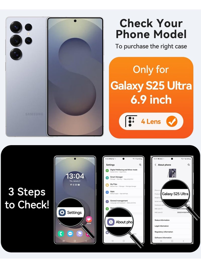 ESCASE Magnetic Cover for Samsung Galaxy S25 Ultra (6.9 Inches) [Full Camera Protection] Translucent Matte Slim Protective Shockproof Case, Black - Image 2