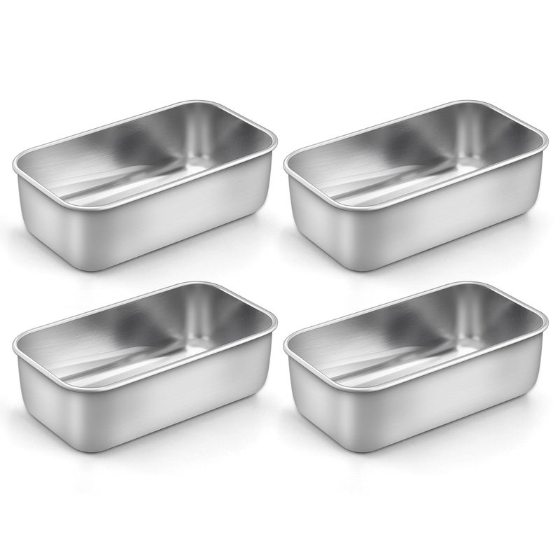 LIANYU 4 Pack Mini Loaf Pan for Baking Bread 63 x 35 Inch Stainless Steel Small Bread Loaf Pan for Homemade Meatloaf Tin Loaf Baking Pan Perfect for Banana Sourdough Sandwich Dishwasher Safe - Image 2