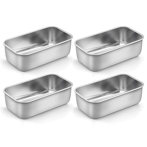 LIANYU 4 Pack Mini Loaf Pan for Baking Bread 63 x 35 Inch Stainless Steel Small Bread Loaf Pan for Homemade Meatloaf Tin Loaf Baking Pan Perfect for Banana Sourdough Sandwich Dishwasher Safe - Image 1