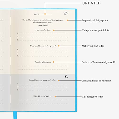 GOSSIP FOX The Gratitude Journal - A Few Minutes a Day for More Happiness, Optimism, Affirmation & Reflection - An Effective Manifestation Guide Journal, Undated Daily Journals for Women & Men (Turquoise) - Image 5
