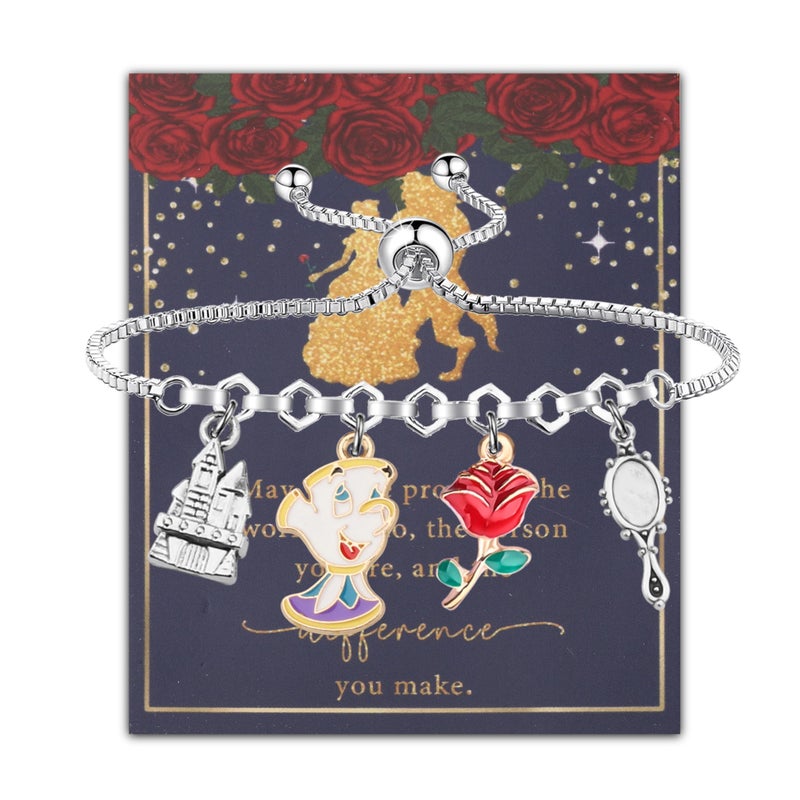 SEIRAA Beauty Belle Bracelet Fairytale Teapot Gifts Beast Movie Gifts Fairytale Belle Jewelry (FlowerMirror Brace) - Image 1