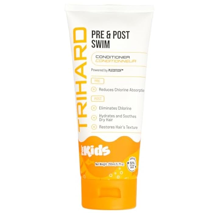 TRIHARD Kids Swim Conditioner, Chlorine Defense Pre and Post Swim Hair Protection from Chlorine, Saltwater, and Hard Water Chemicals, Hydrating Children’s Conditioner for Pool and Ocean - Image 1