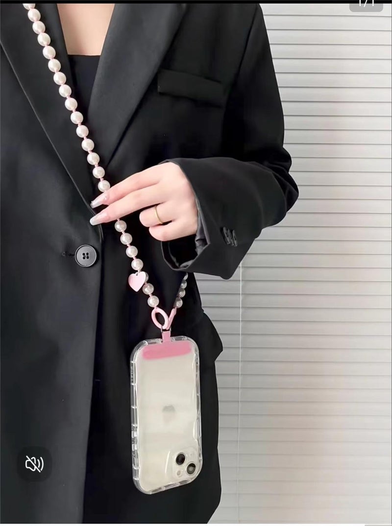 cioatu Cute Cell Phone Lanyard Phone Wrist Straps Pink Rope Pearl Crossbody Phone Lanyards Phone Neck Strap (Pink) - Image 5