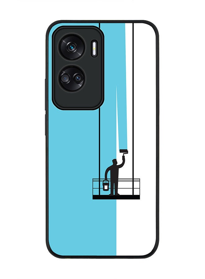 Stylizedd Rugged Black edge case for Honor 90 Lite  5G  Honor X50i 5G, Slim fit Soft Case Flexible Rubber Edges Anti Drop TPU Gel Thin Cover -  Paint Hanger (Blue) - Image 1