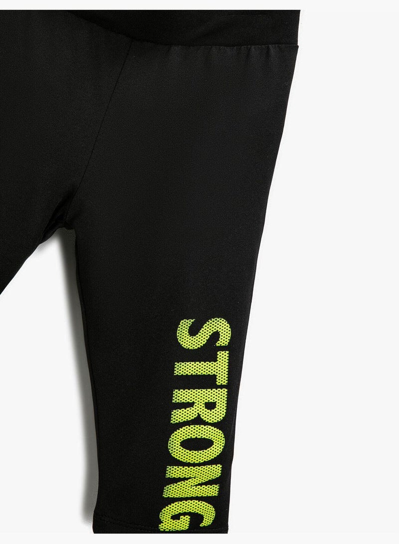 KOTON Slogan Printed Leggings - Image 3