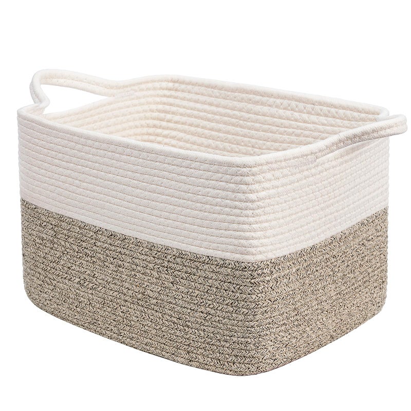 Goodpick Woven Storage Baskets for Organizing, Baby Basket for Gifts, Dog Toy Storage Bins for Shelves, Cute Baskets for Home Decor, Rope Basket for Towels, 13" x 10" x 9", Brown - Image 1